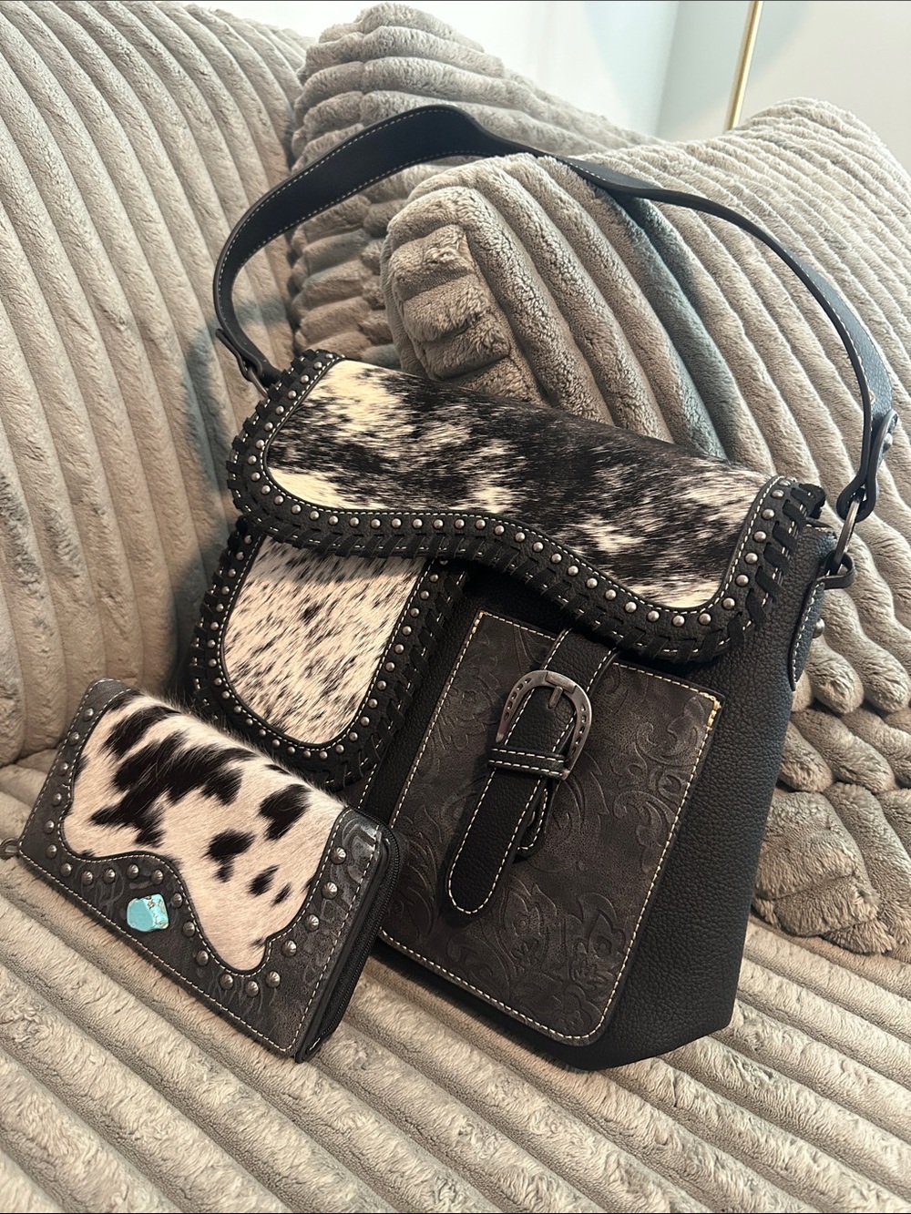 Montana West Black and White Women's Bag Set